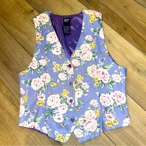 SW8th Floral Vest Women L Lavender Cottage Core Romantic Country Cowgirl Spring
